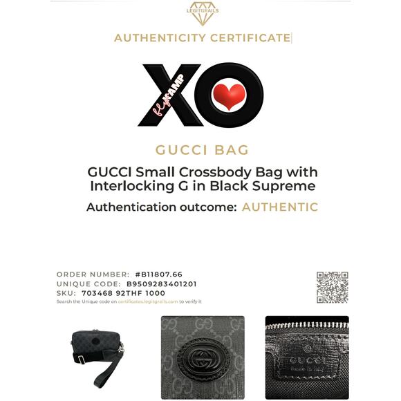 GUCCI Small Crossbody Bag with Interlocking G in Black GG Supreme - Picture 5 of 15